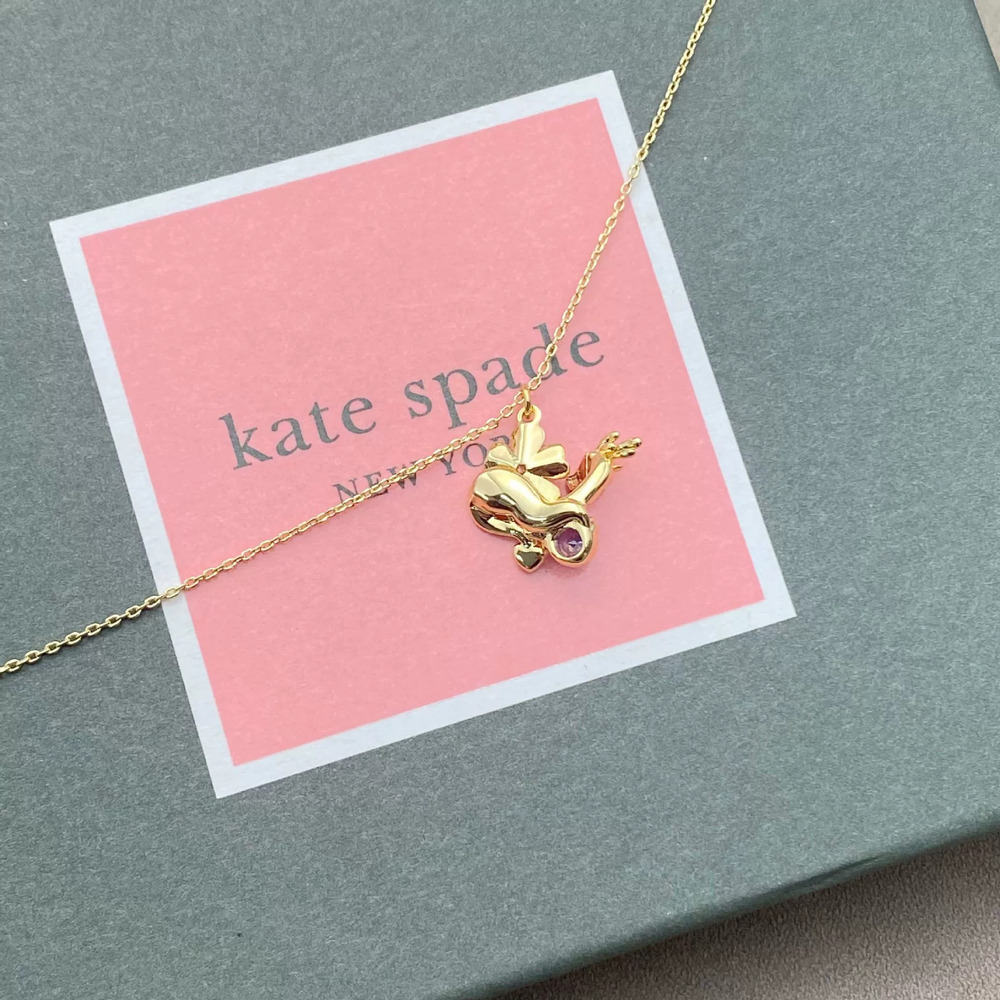 kate spade Enamel Inlaid Flower Full Diamond Dragon Metal Necklace - Picture 3 of 6